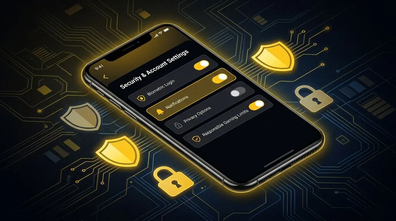Schermata sicurezza e gioco responsabile dell’app bwin Impostazioni sicurezza, privacy e limiti di gioco nell’app bwin su smartphone